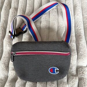 Champion Charcoal Crossbody Belt Bag with Red-Trim Zipper Unisex